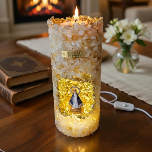 Vela Sagrada “Luz Dourada” | Com Led - 16cm